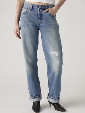 Levi's 501 Distressed Straight Leg Denim Jeans Button Fly Size 29